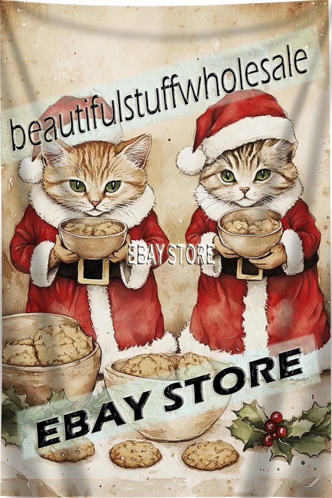 Baking Elves Tapestry Rustic Winter Wall Decor wall decor 59X82 in
