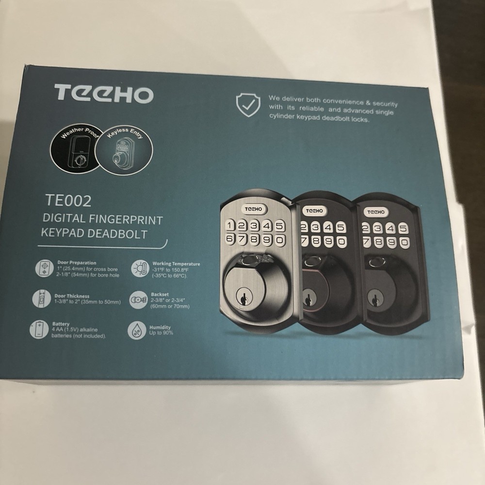 Digital Fingerprint Keypad Deadbolt Silver Black.