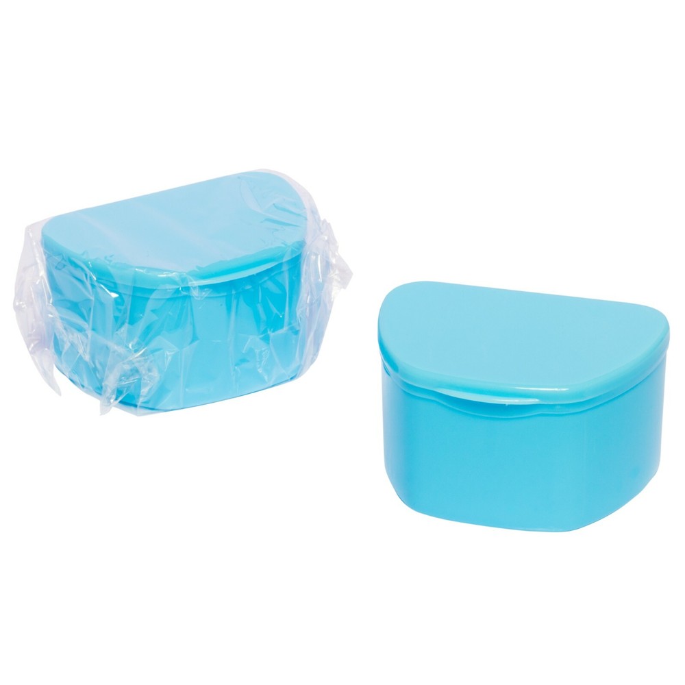Blue 40 Pack Bulk Denture Case Bath Holders for Retainers Teeth Guards (Sealed)