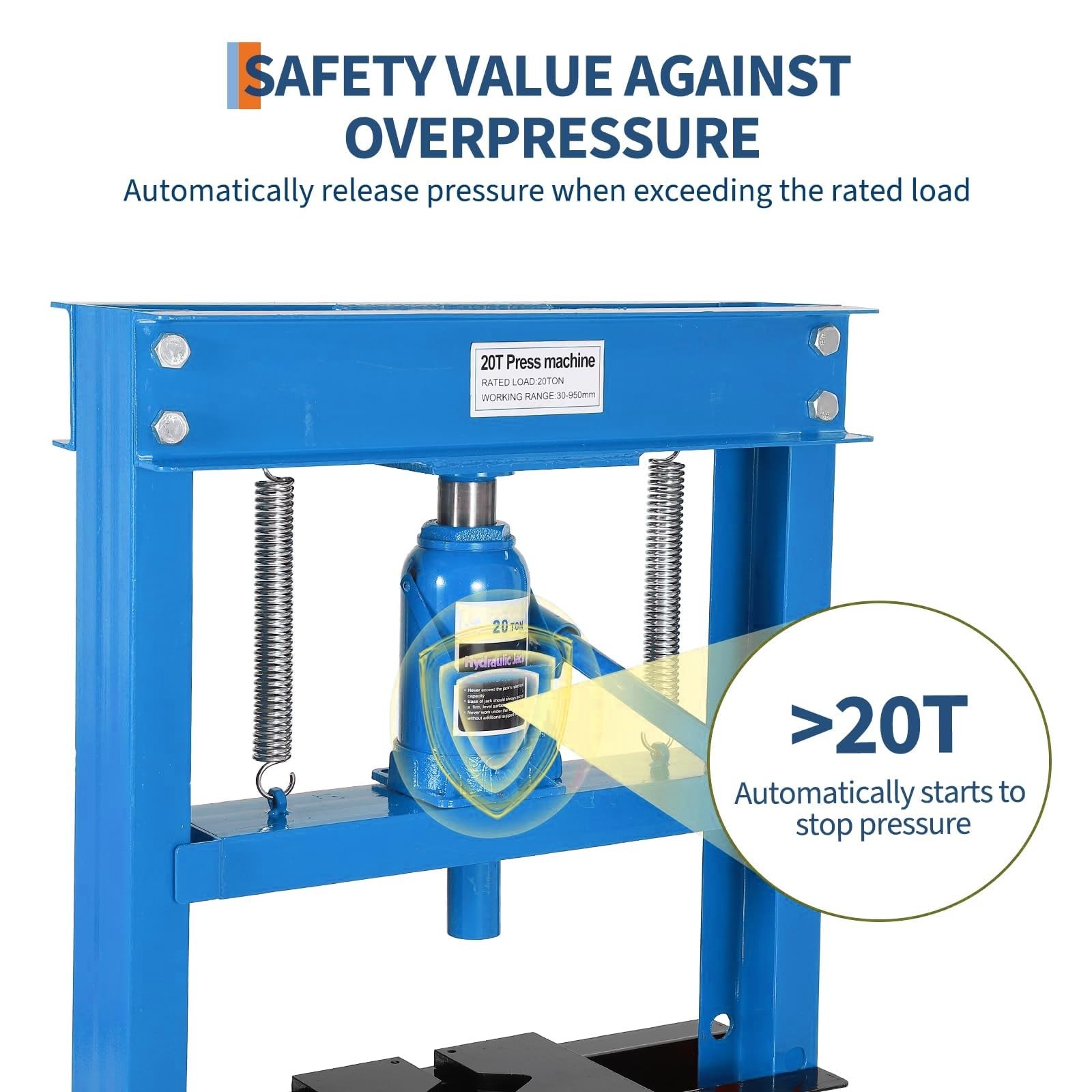 20 Ton Hydraulic Press H-Frame Garage Floor Shop Press with Press Plates Heavy