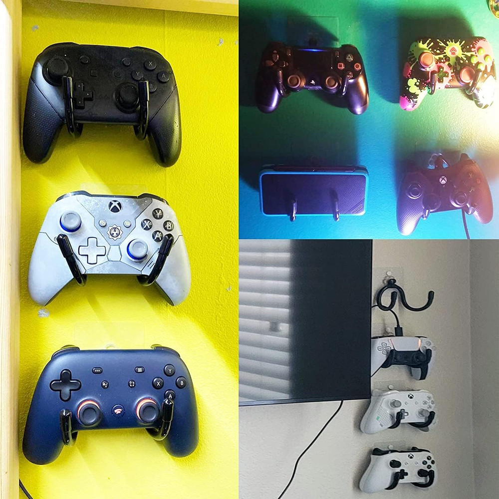 Pmsanzay 3 Pack Universal Self-Adhesive Game Controller Wall Mount Storage Organ