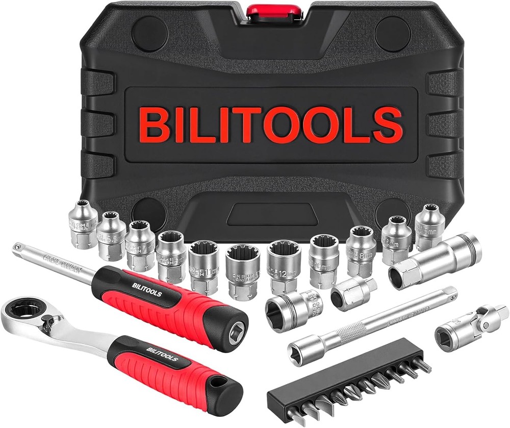 17PCS 3/8" & 1/2 Pass Through Socket Set 2-In-1 Conversion For Standard