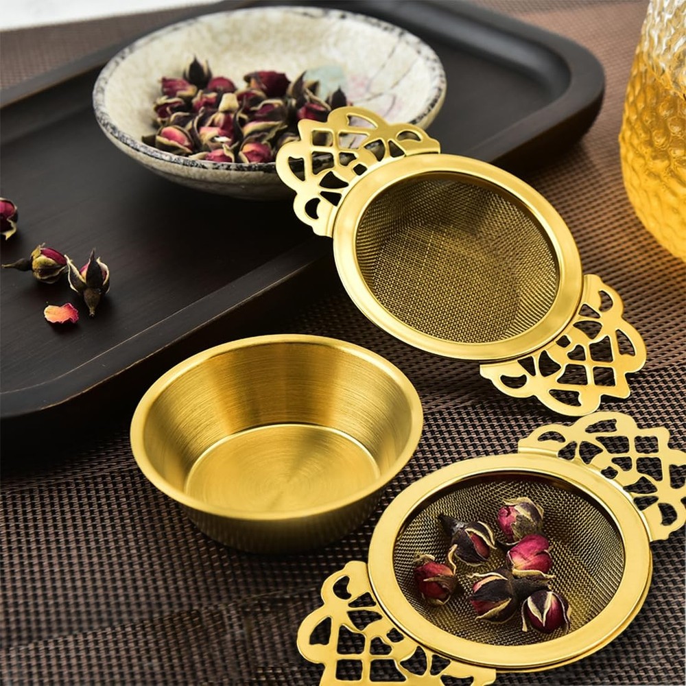 4 Set Tea Strainers,Tea Filter with Double Winged Handles,Loose Leaf Tea Stra...