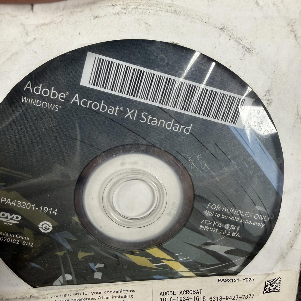 Adobe Acrobat XI Standard Windows DVD-ROM Install Disc For Bundles Only Software