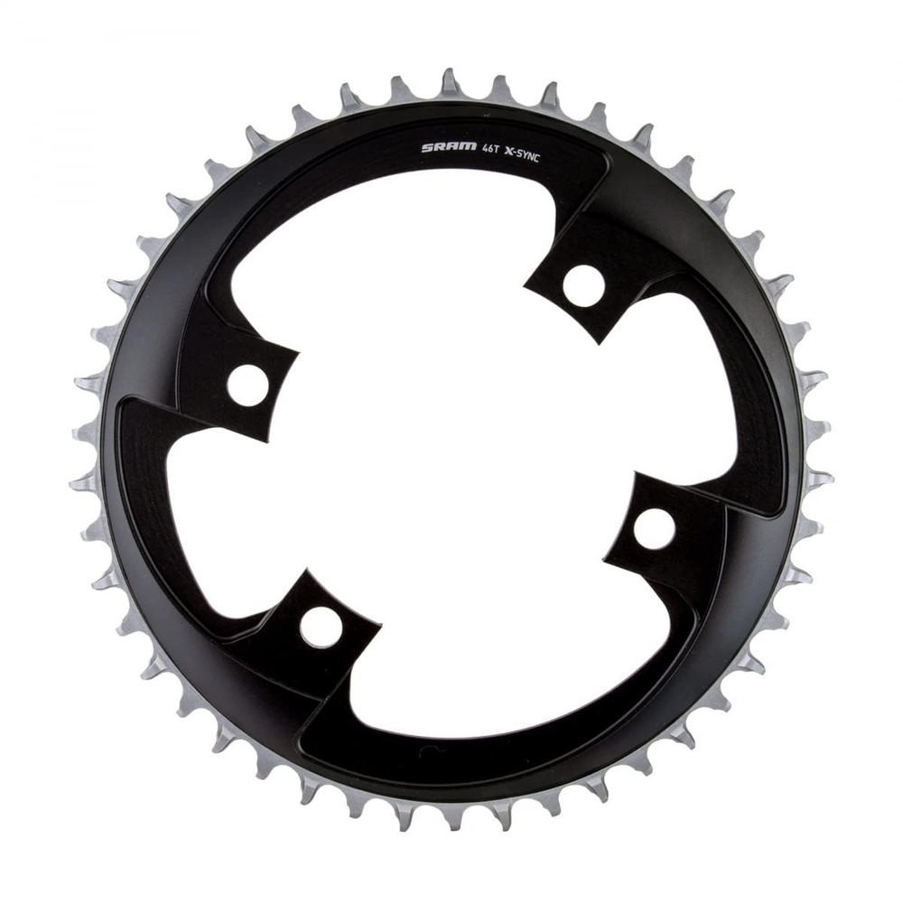 SRAM 46 Tooth 107mm BCD x 4-Bolt 1x12-Speed X-Sync Chainring, One Size, Black