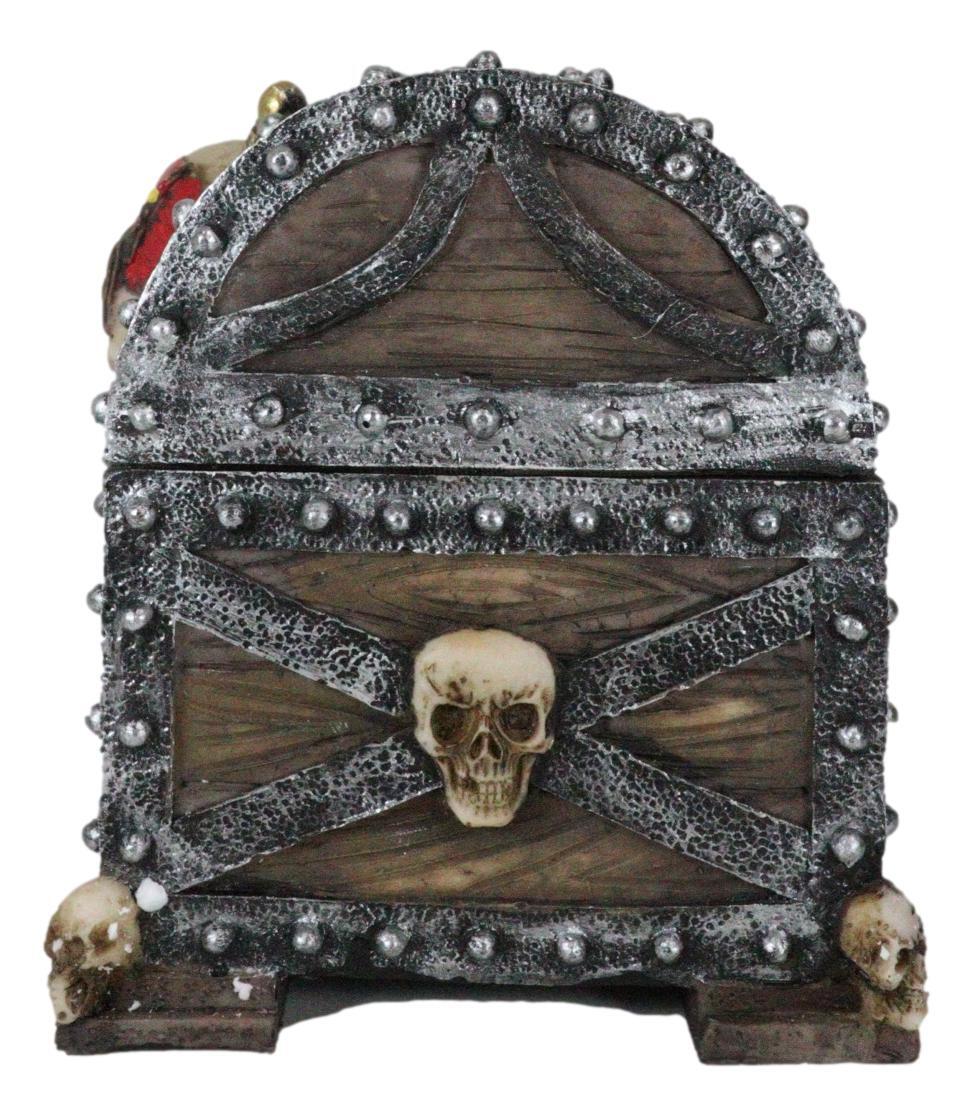 Large Caribbean Pirate Marauder Skull With Criss Cross Blades Treasure Chest Box