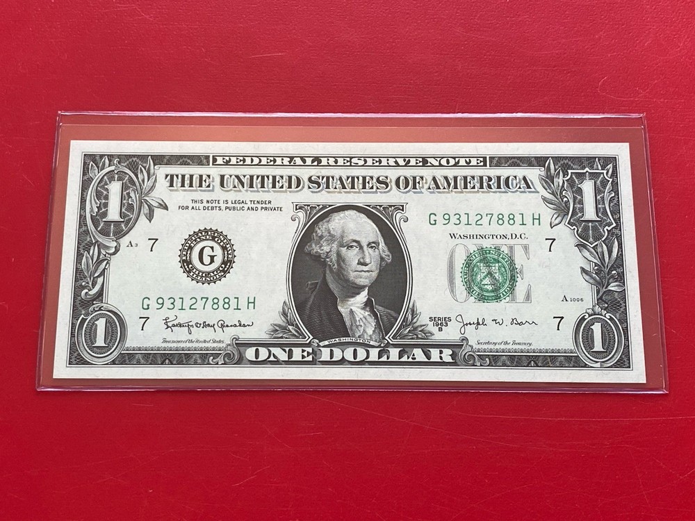 1963 B $1 DOLLAR BILL ( CHICAGO G ) UNCIRCULATED