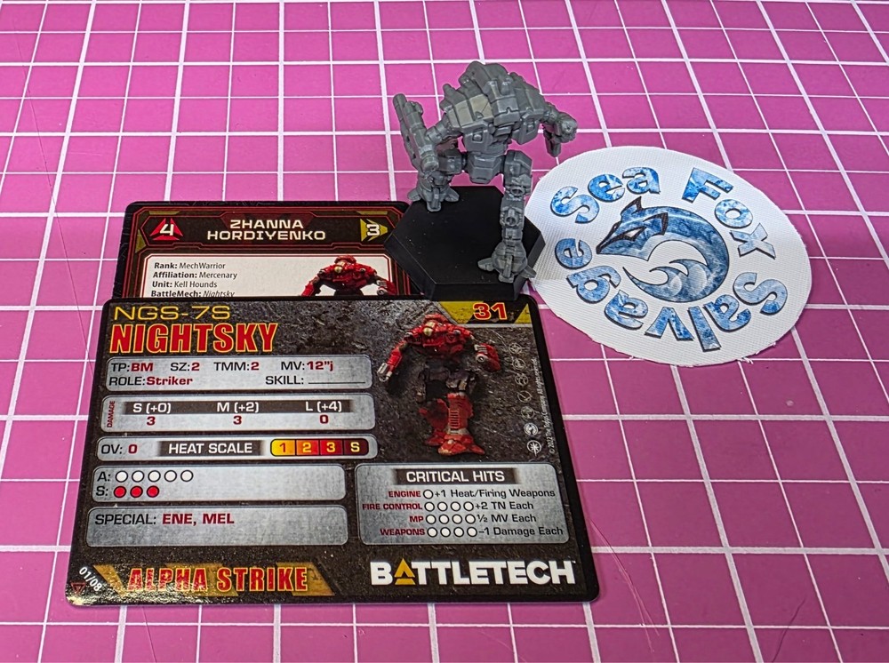 BattleTech Nightsky Mech -- Kell Hounds Striker Lance + Cards
