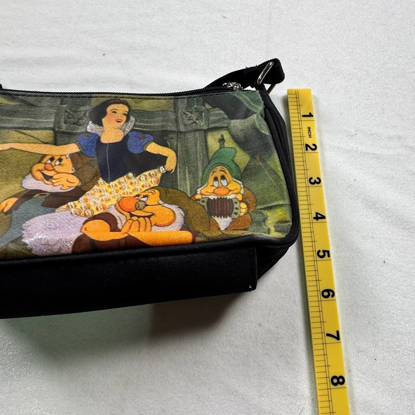 Disney Snow White Seven Dwarfs Baguette Shoulder Bag Black Sequin Y2K Vintage