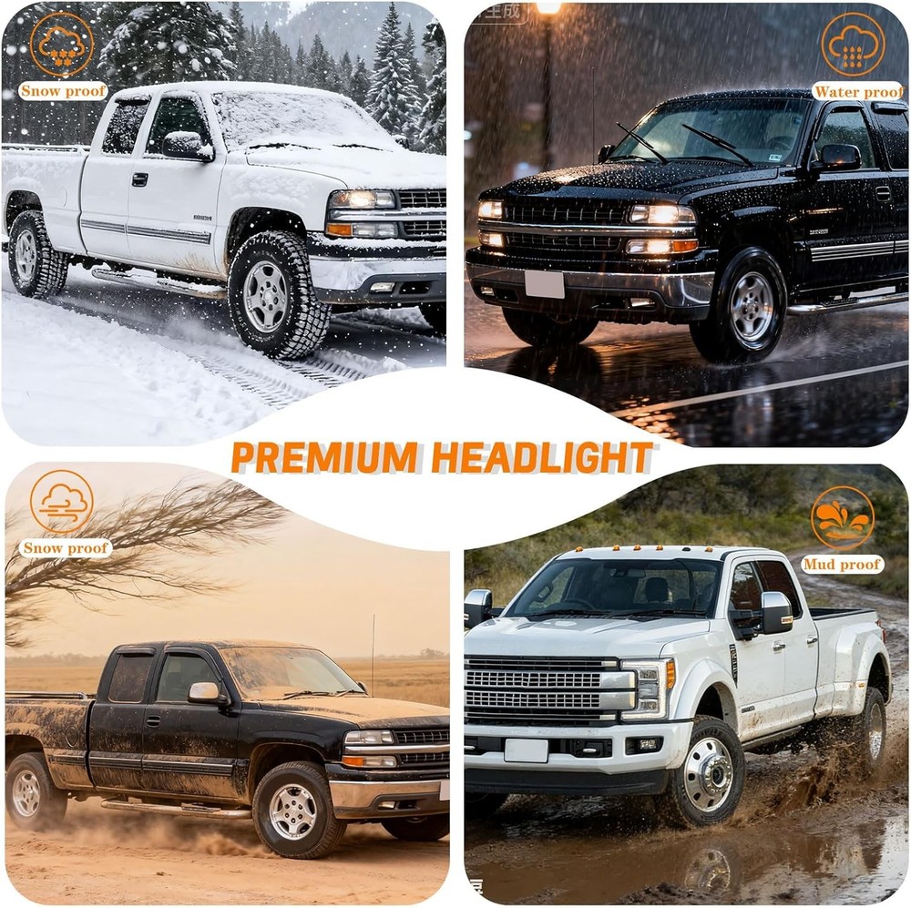 LED DRL Headlight, Headlights Assembly Kit Compatible with 2006-2008 Dodge Ram 1