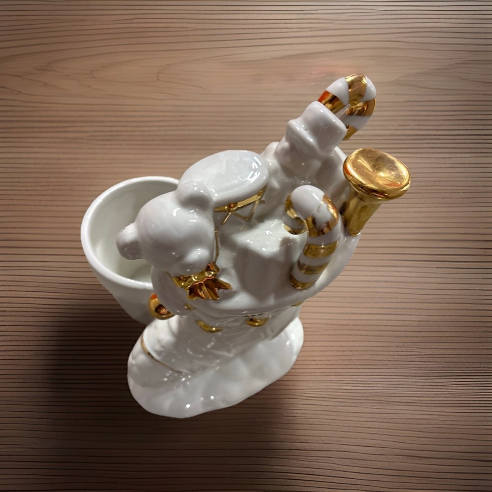 Bloom-Rite Ceramic Stocking Christmas Planter Gold Trim