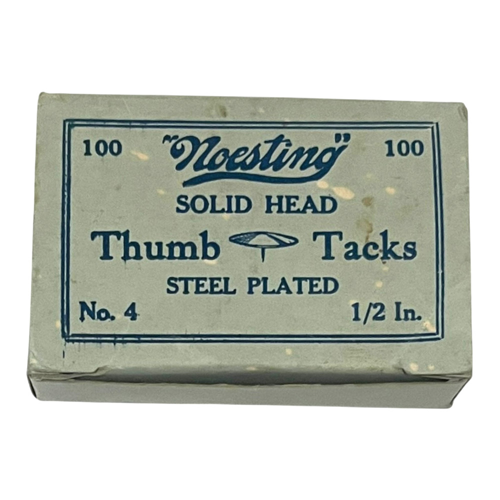 NOESTING No. 4 Solid Head Steel Plated Thumb Tacks 86 Tacks - Vintage