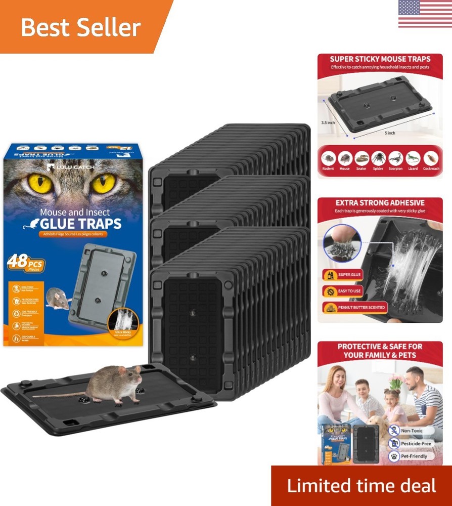 Versatile 48 Pack Glue Traps for Mice & Insects - Pet Friendly & Easy to Use