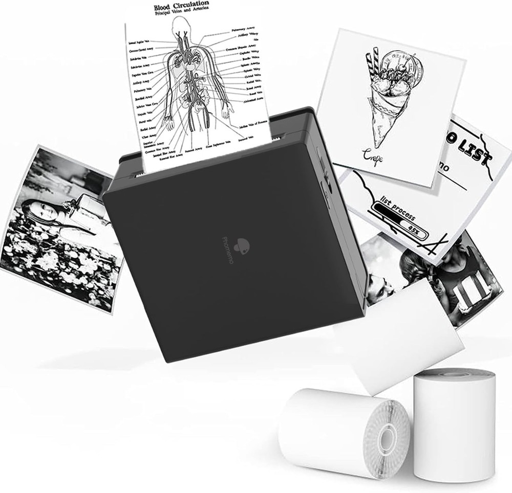 Mini Note Printer- M02 Pocket Thermal Bluetooth Mini Mobile Printer with 3 Rolls