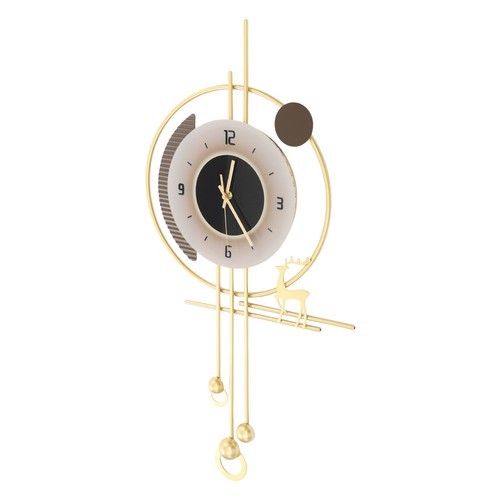 Elegant Gold Wall Clock with LED Light, Modern Design for Home Decor