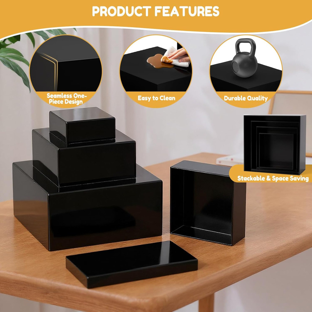 Large Acrylic Buffet Risers Set, Stackable Food Display Stands, 10 Pcs