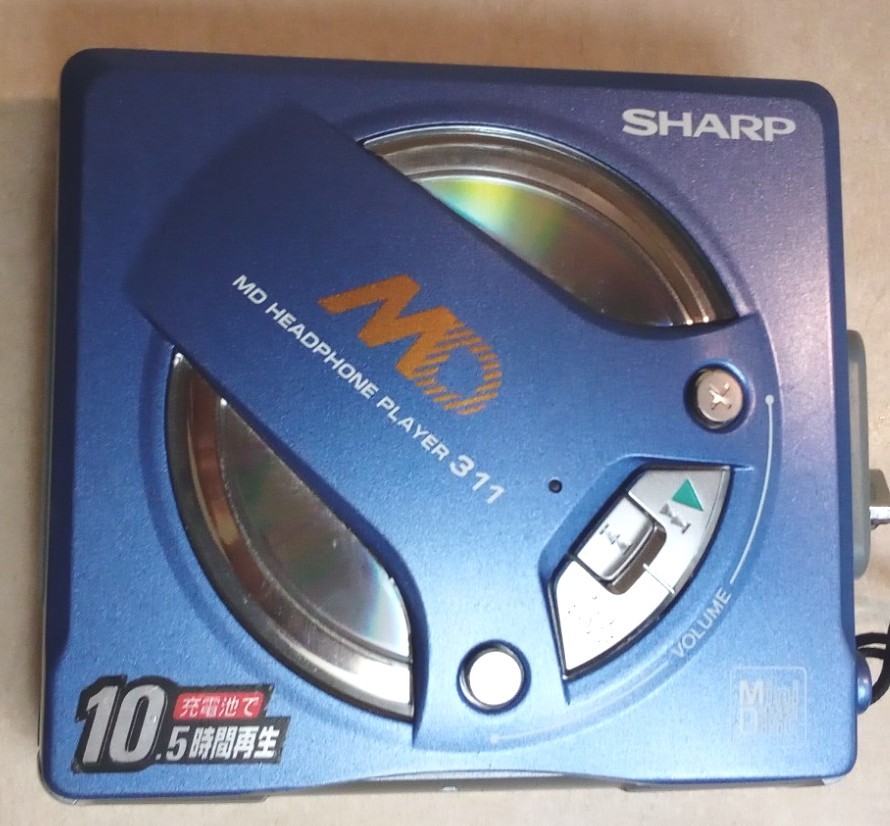 SHARP MD-SS311-A BLUE Slot-In MDLP MiNiDiSC Player CD NICE CONDITION WORK