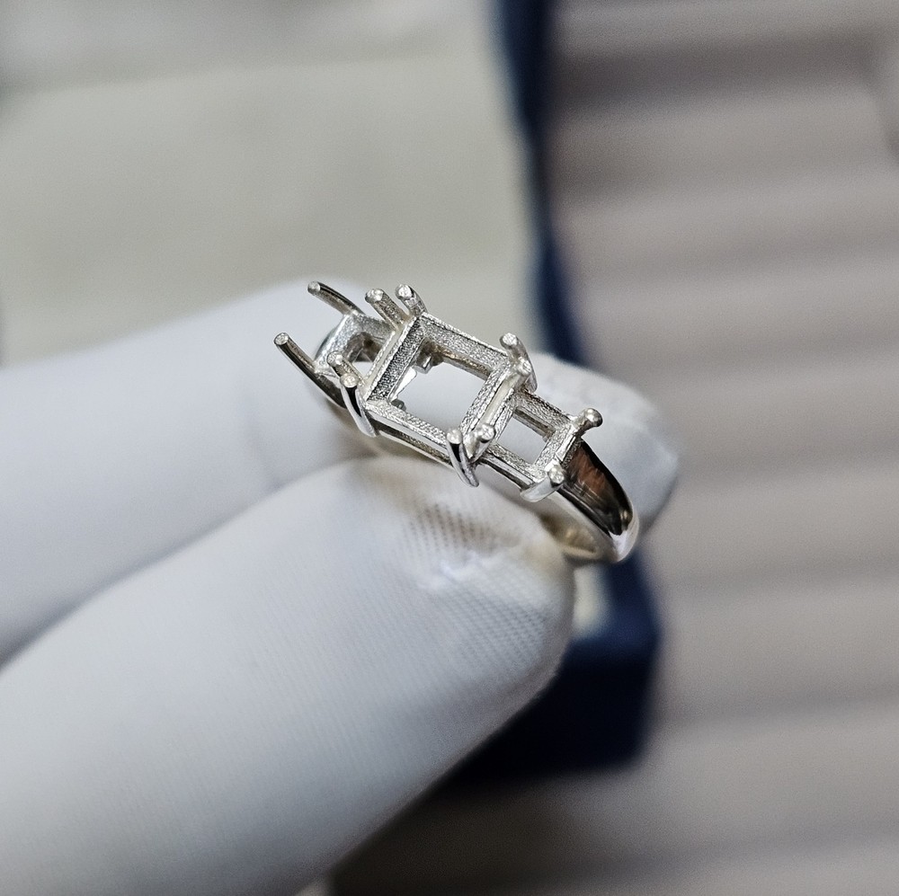 6x6 & 4x4 MM Semi Mount Ring 925 Solid Sterling Silver Ring, Square Cut Gemstone