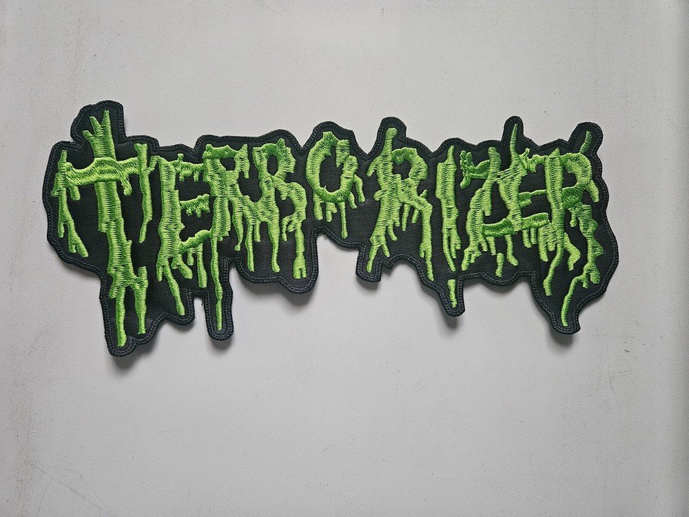 TERRORIZER, SEW ON GREEN EMBROIDERED LARGE BACK PATCH
