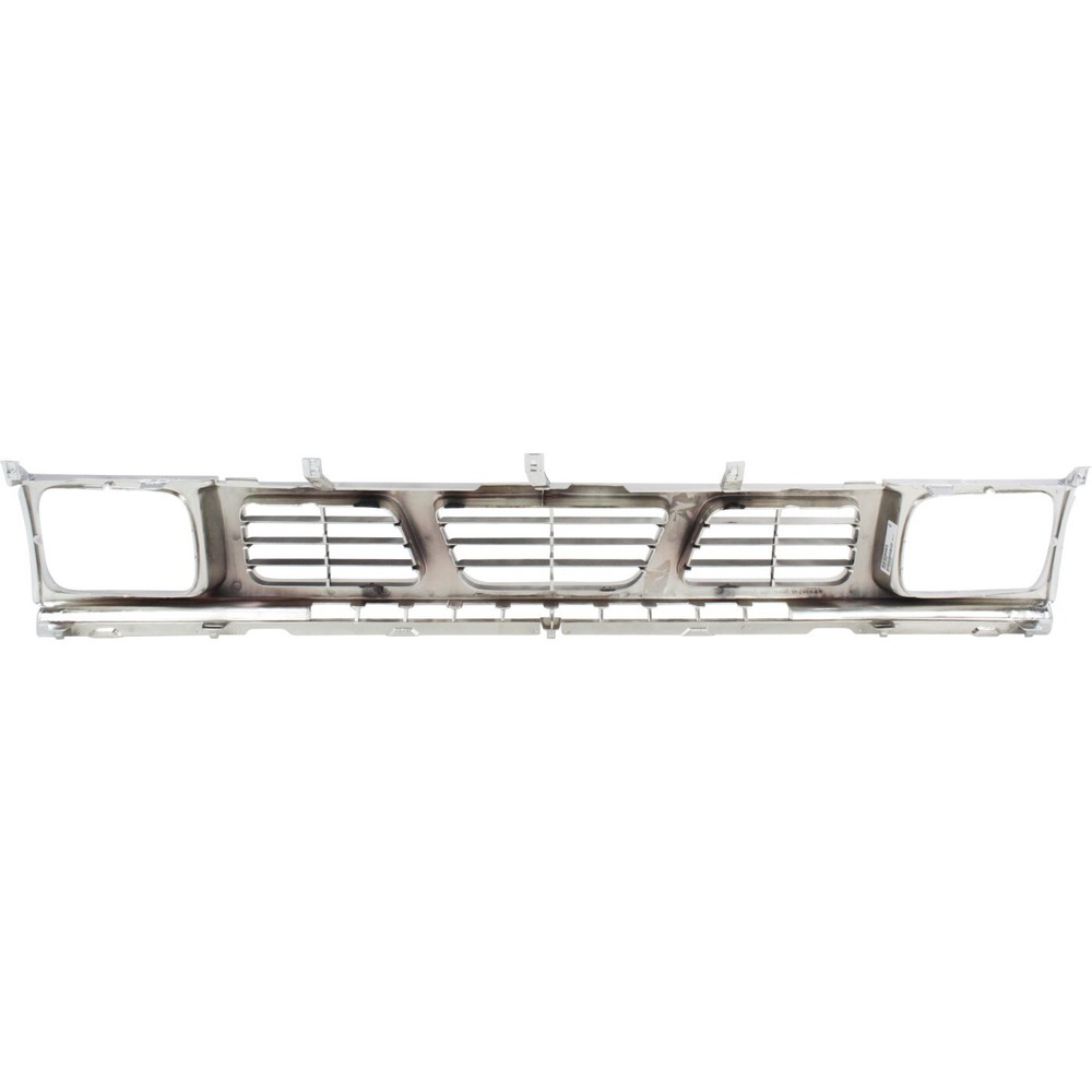 Grille For 93-97 Nissan Pickup Chrome Shell w/ Gray Insert Plastic