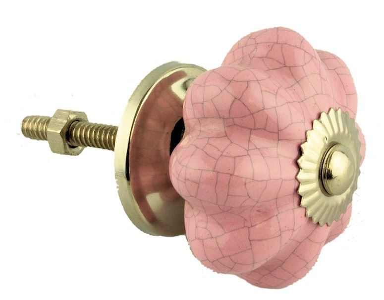 1-3/4" Cracked Ceramic Knob Pink