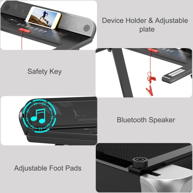 Folding Compact Walking Running Machine Electric Treadmill w/APP Control Speaker