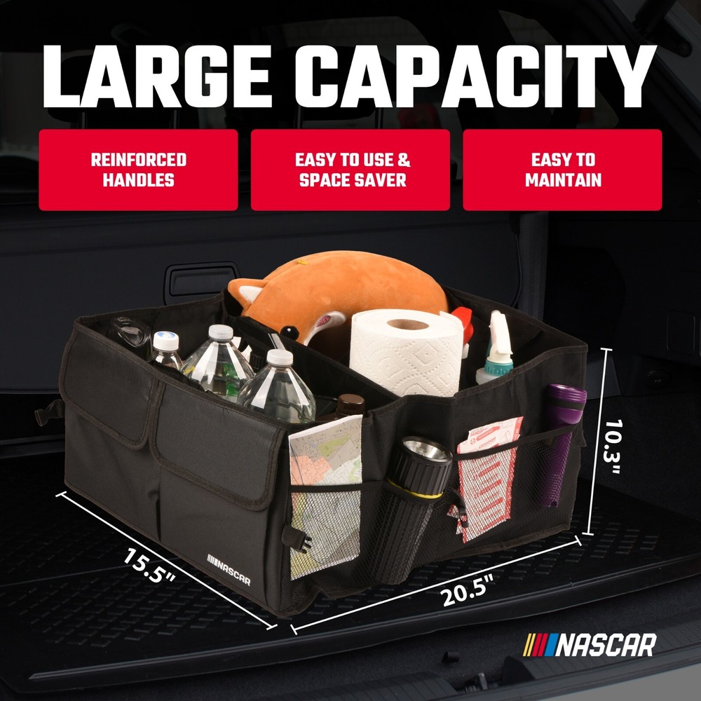 NASCAR Car Trunk Organizer | Collapsible &Foldable | 3 Compartments + 6 Pockets