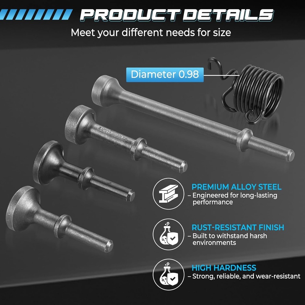 NATGAI 5 Pcs Air Hammer Bits Set, 0.401" Pneumatic Chisel Bits with Spring, Exte