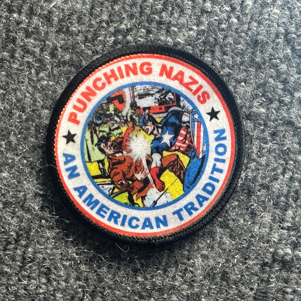 Captain America Morale Patch Hook & Loop Punch Hitler Superhero