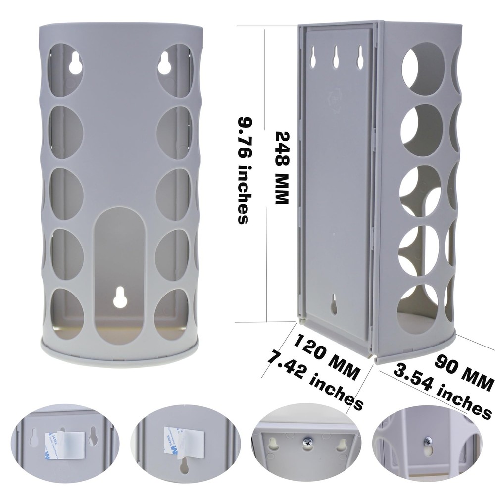 KozyGather Wall-Mounted Plastic Bag Holder (2 Pack) small, Small-COOL GREY 5C