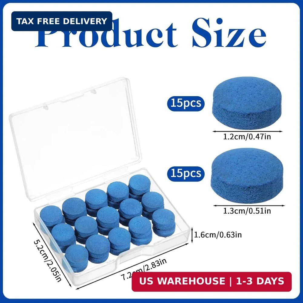 30Pcs Billiard Pool Cue Tips Replacement Kit with Storage Box, 15pcs 12mm Pool S