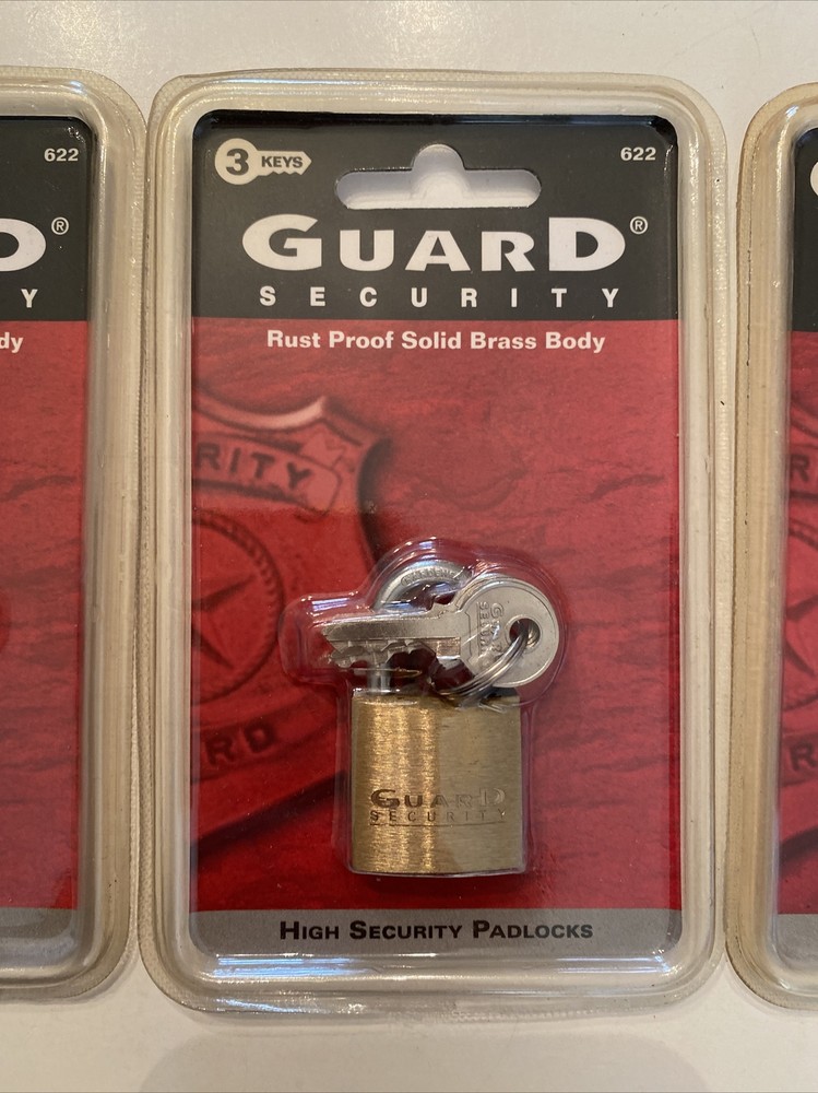 Guard Security Rust Proof Solid Brass Locks w/ Keys 622 - Lot 3 - New In Package