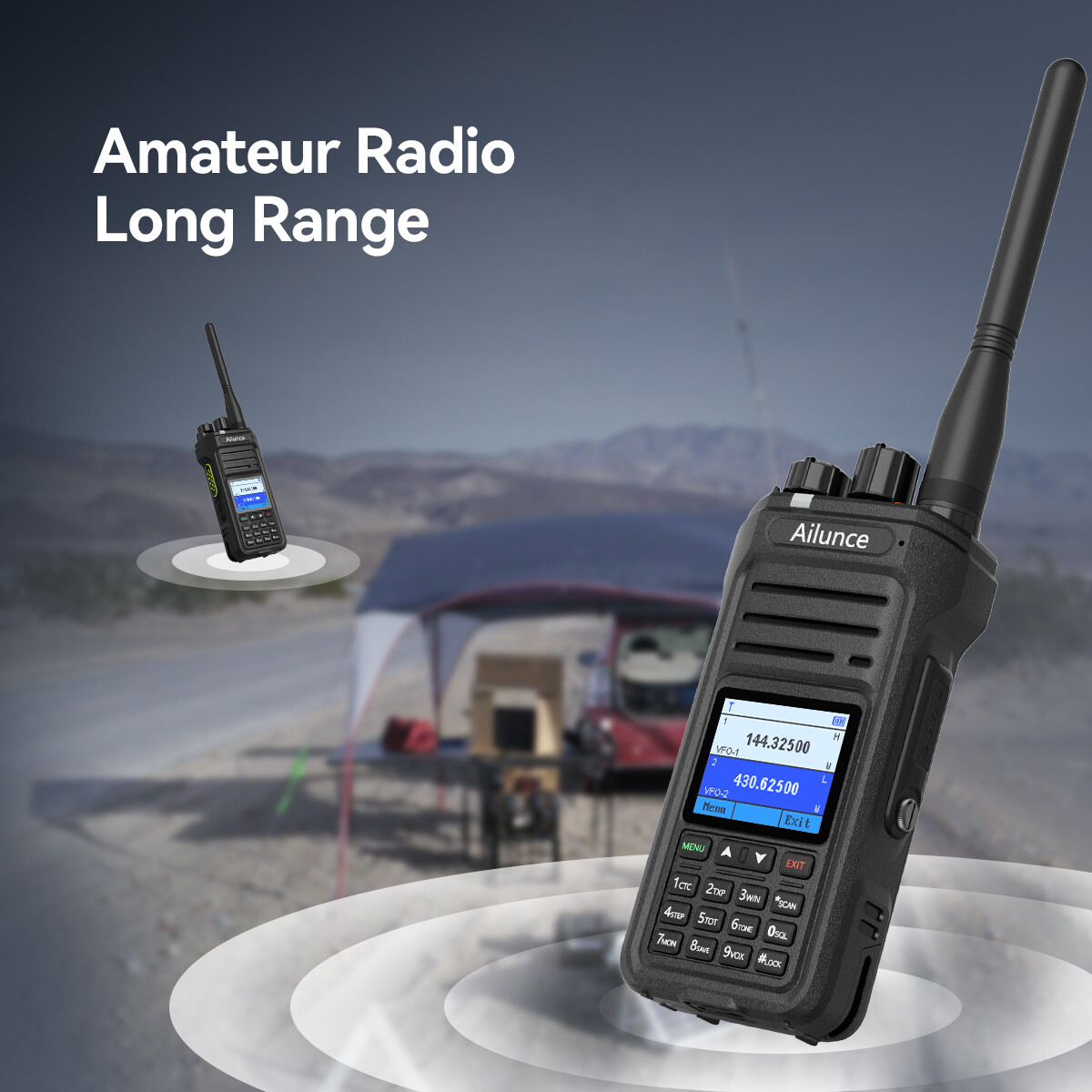 Retevis Ailunce HA1UV Ham Radio Dual Band IP67 2800mA NOAA USB-C Walkie Talkies