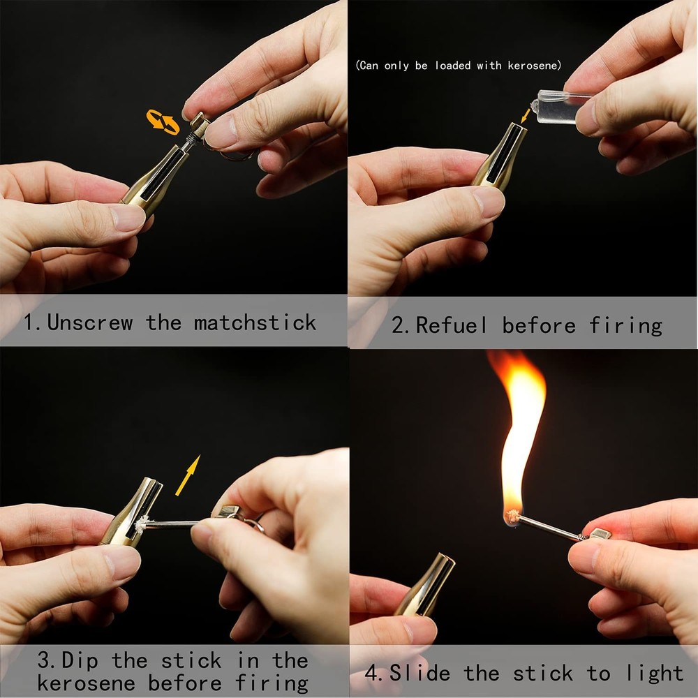 2Pcs Permanent Match Flint Match Keychain Flint Fire Starter Waterproof