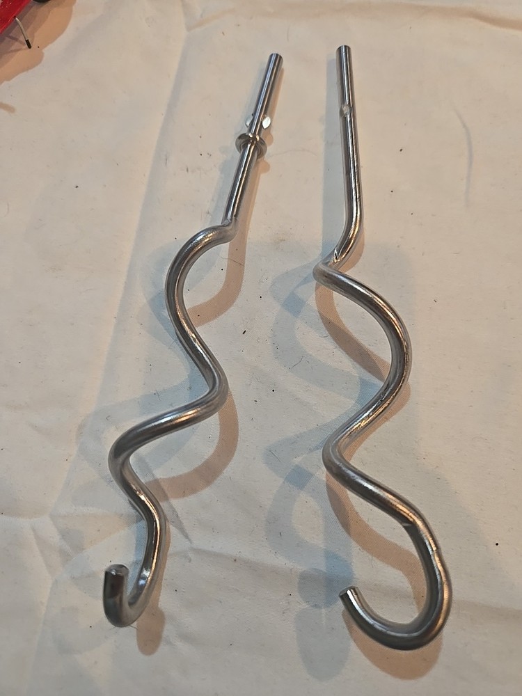 2 Dough Mixer Beater Attachments Blender Corkscrew Shaped Hooks Replacements