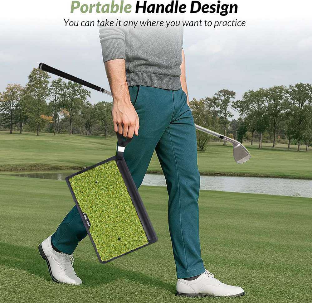 2-In-1 Golf Hitting Mat with Replaceable Turf, Ball Tray and Durable Rubber Base