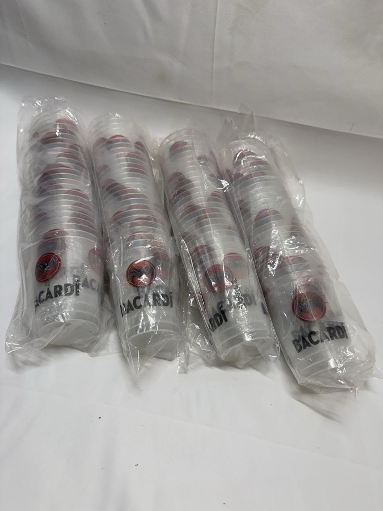 Bacardi Plastic Round Disposable Cups, 4 Sleeves