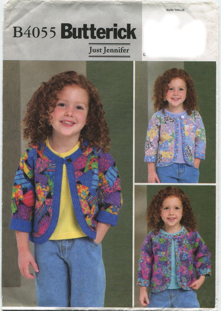 Butterick B4055 Patchwork Jacket Girls Sewing Pattern Uncut Size 4 5 6