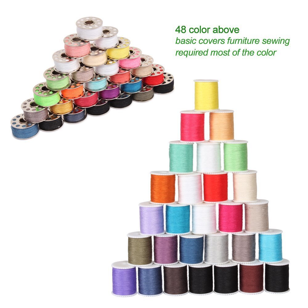 60PCS Mini Sewing Thread Spools and Bobbins Set for Sewing Machine, Hand Sewing