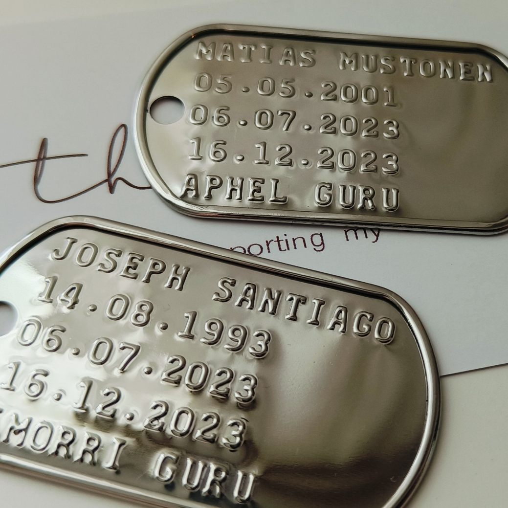 Personalized Dog Tags, Stainless Steel Men's Necklace, Military ID Tags, Pendant