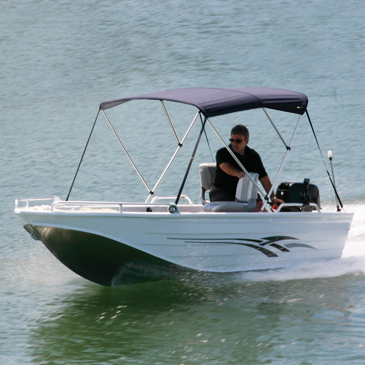 Oceansouth Standard BIMINI TOP 3 Bow Boat Cover 6ft Long With Rear Poles