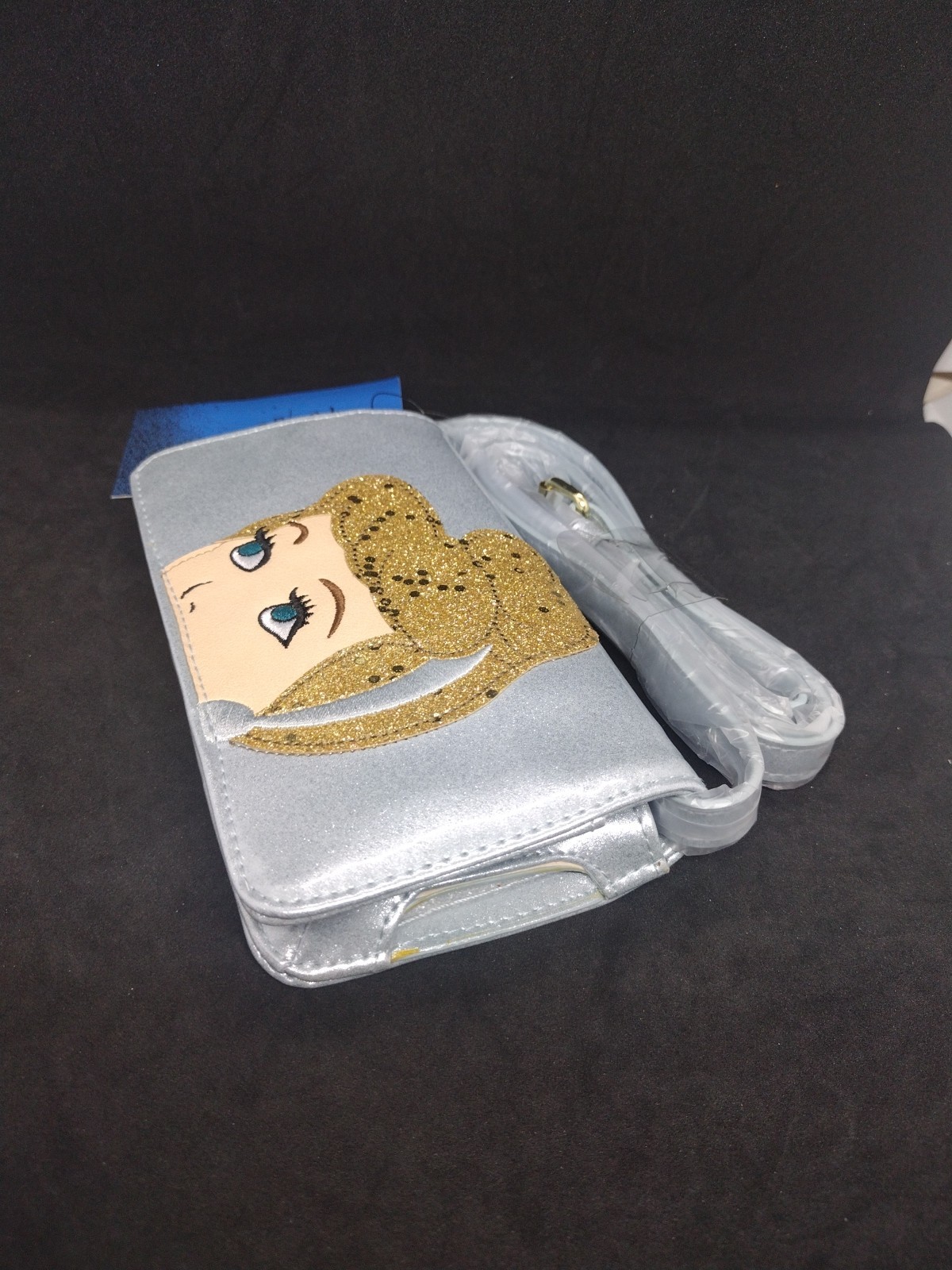 Disney Cinderella Phone Crossbody Bag Purse Danielle Nicole Blue glitter