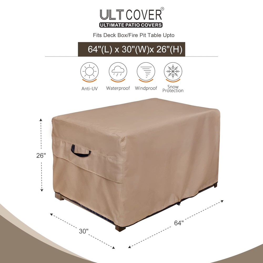 Patio Deck Box Storage Bench Cover Waterproof Outdoor Rectangular Fire Pit Table