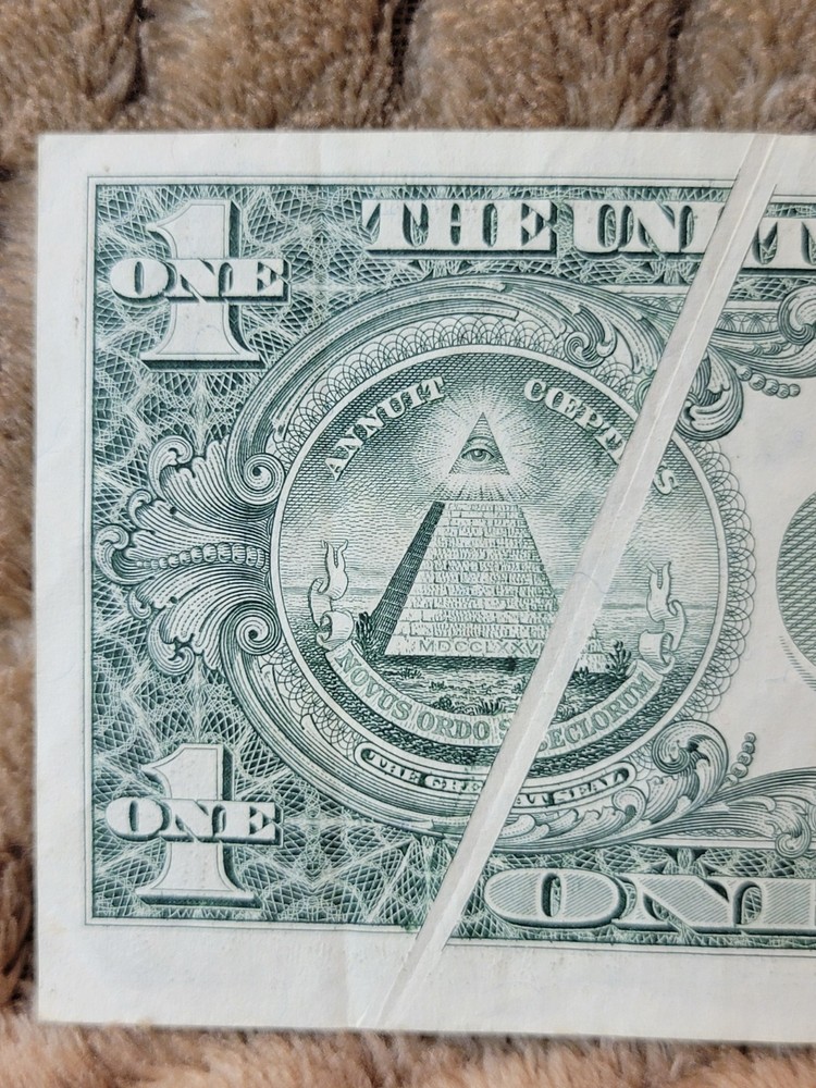 $1 US Federal Resv. Note-2003A Ser. Printing Error - "Gutter Fold" Circulated