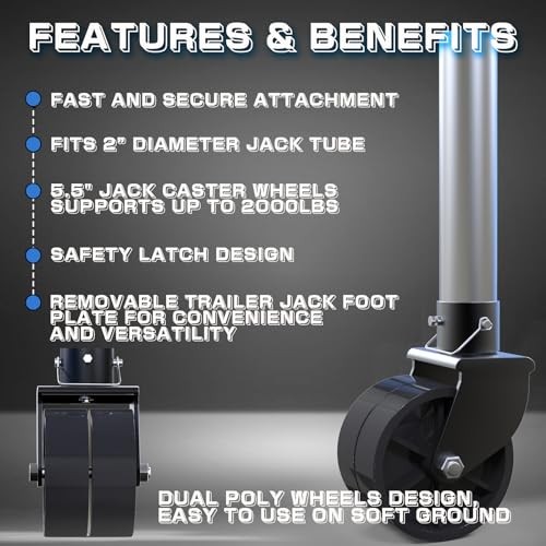 6" Dual Trailer Jack Wheel Replacement, Trailer Jack Wheel without Chock