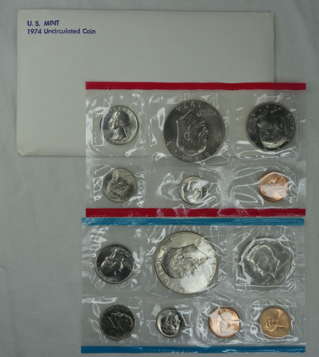 1970-1979 Lot of 10 US Mint P & D Sets Decade 118 Coins Original Mint Envelopes