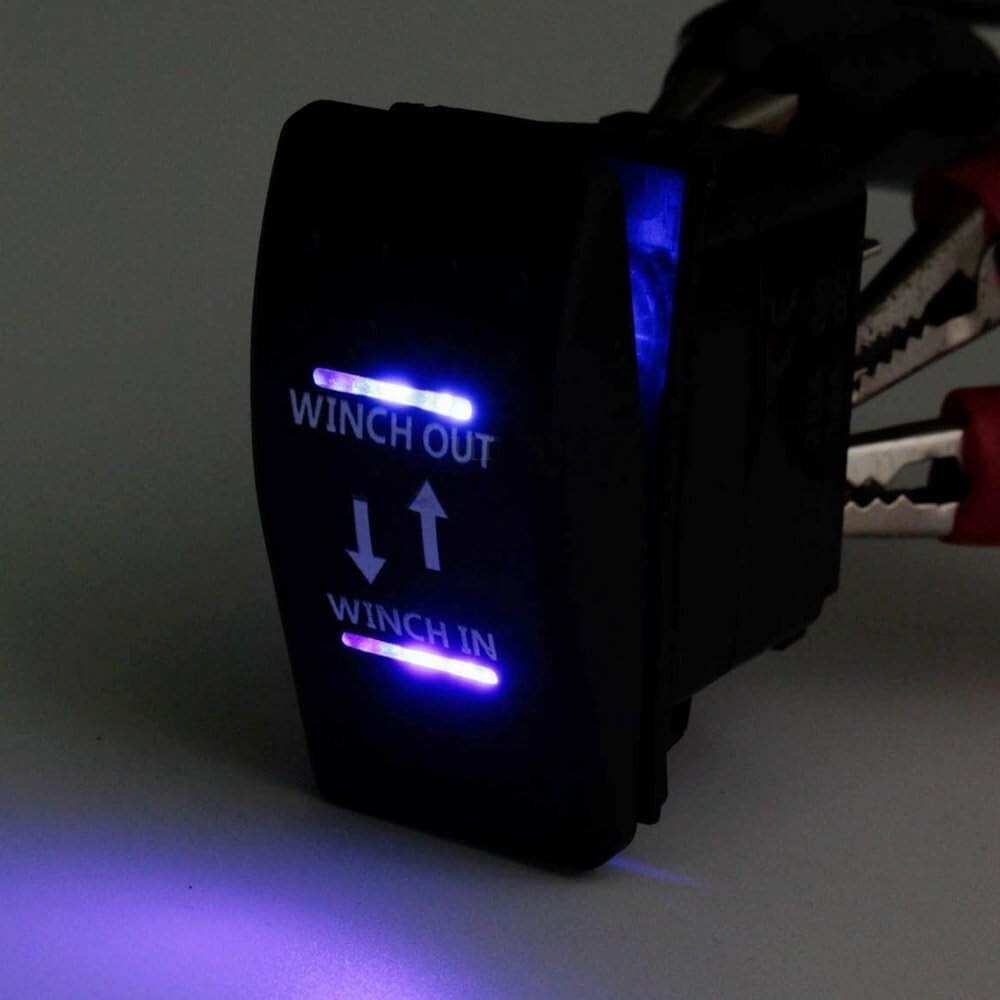 Universal 12V Rocker Switch with Blue LED Light for Easy Winch Control