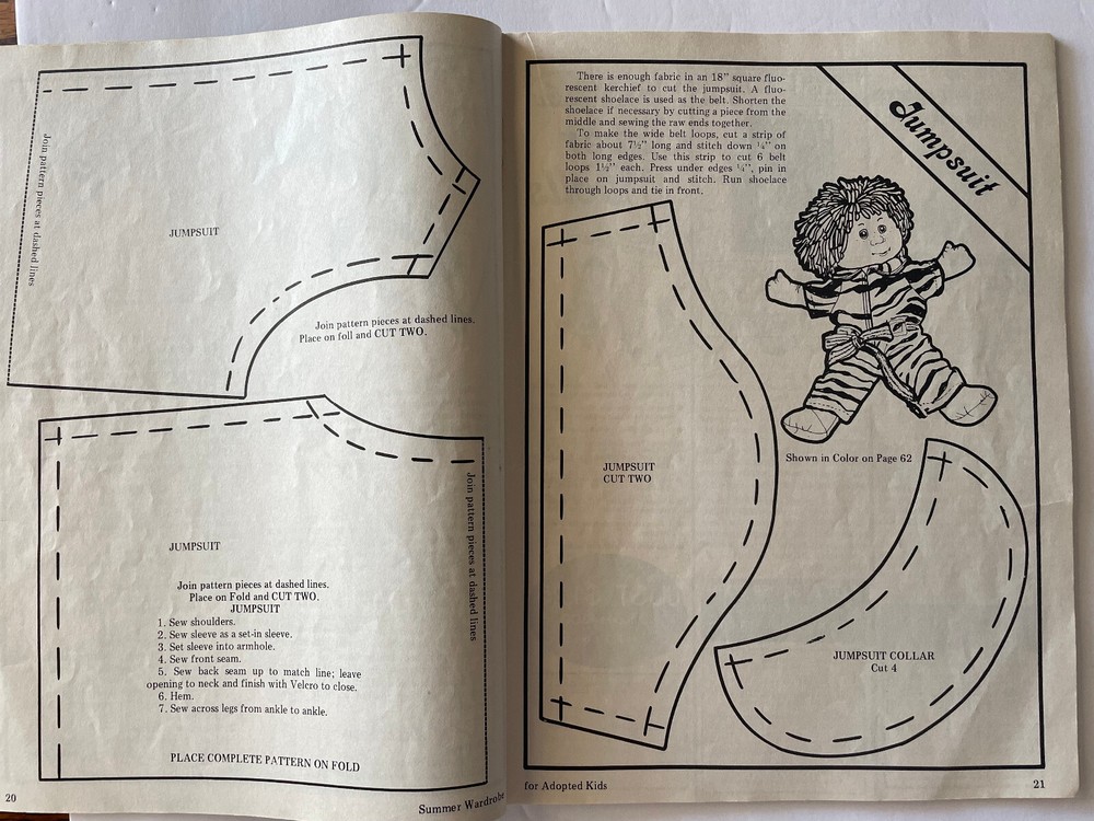 1985 Doll World Summer Wardrobe Patterns, sewing and crochet Cabbage Patch uncut