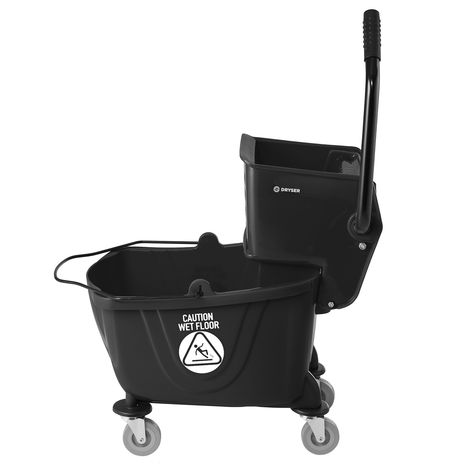 26 Quart Commercial Mop Bucket with Side Press Wringer, Black