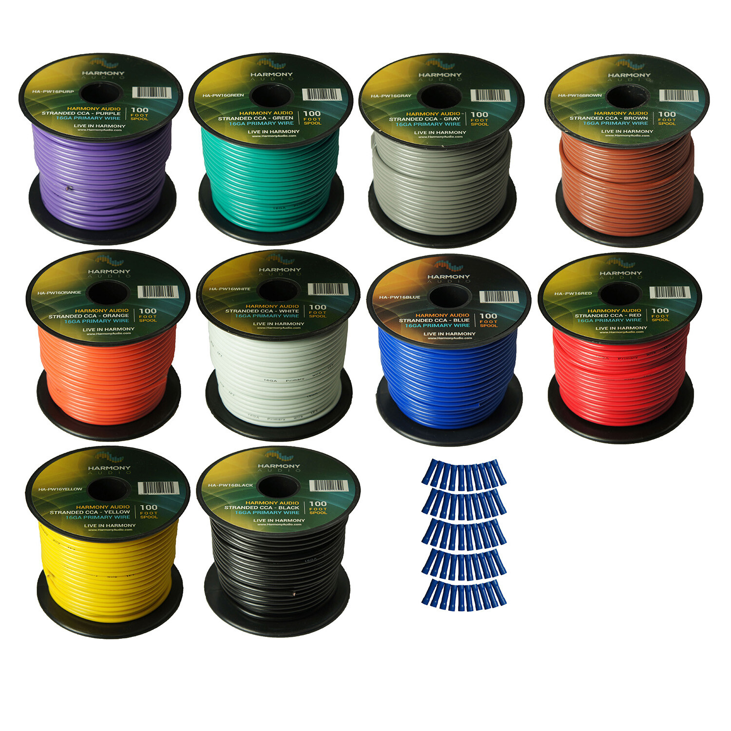 Harmony Car Primary 16 Gauge Power or Ground Wire 1000 Feet 10 Rolls Multi Color